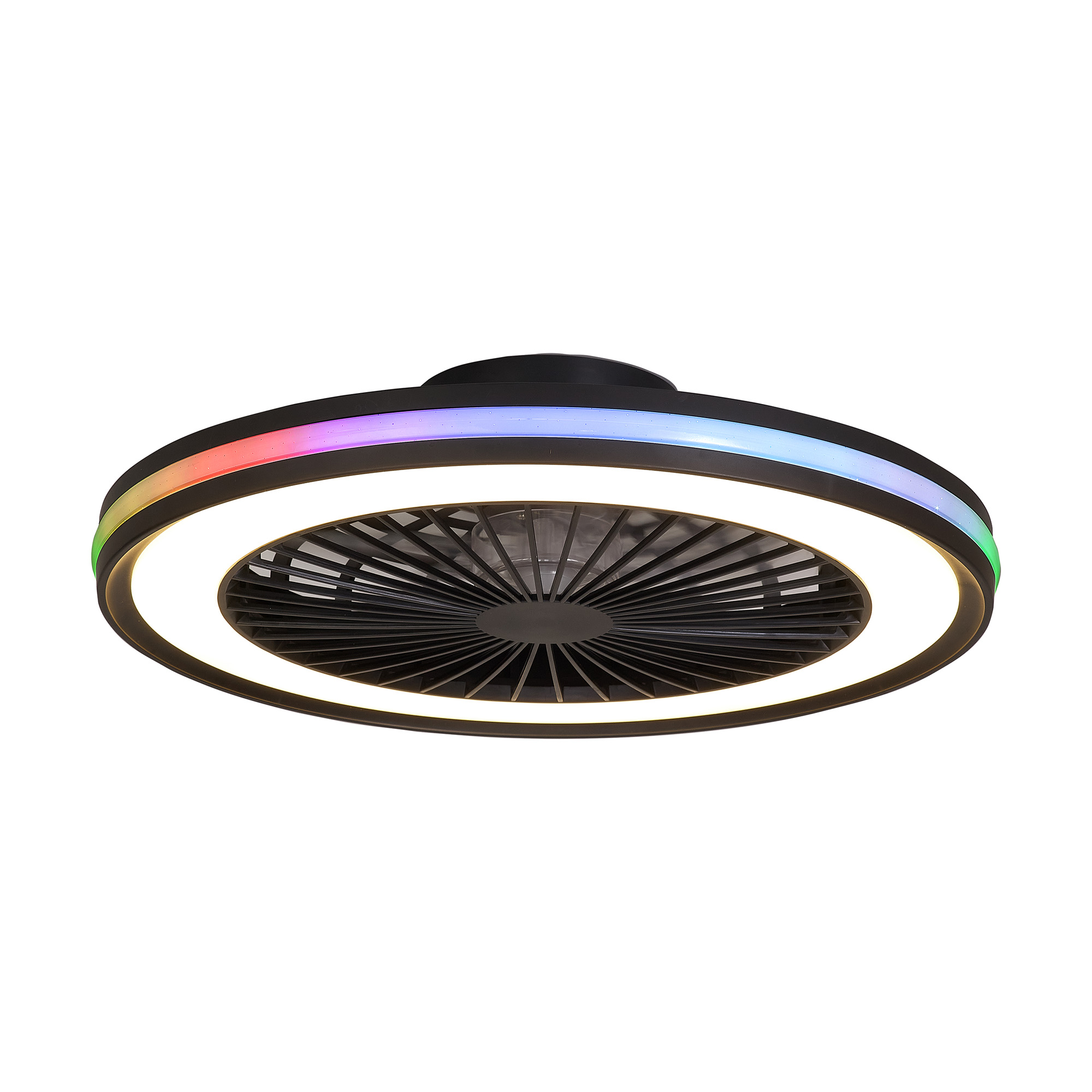 M7862  Gamer 60W LED Dimmable White/RGB Ceiling Light & Fan, Remote
